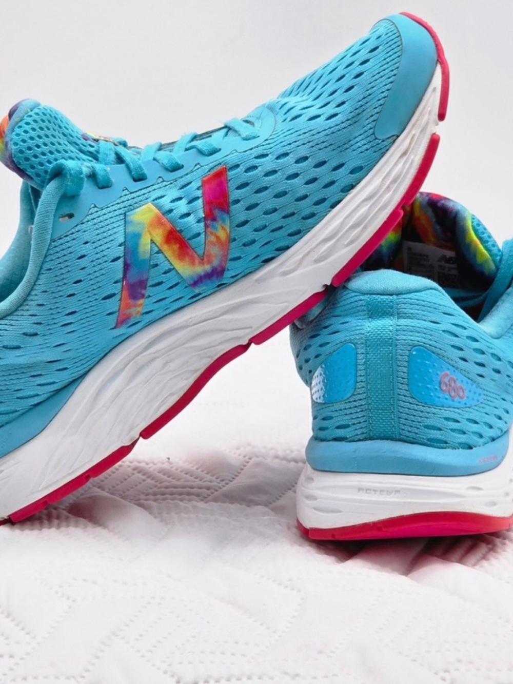 New Balance Shoes 680 v6 Running Womens 9 Blue Tie Dye emblem Style Athletic